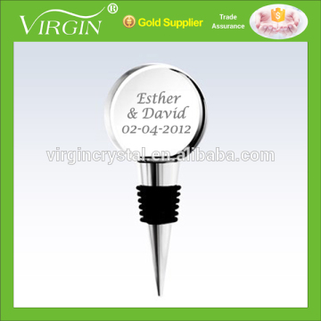 3D laser engraving round crystal wine bottle stopper for wedding gift/bar accessories