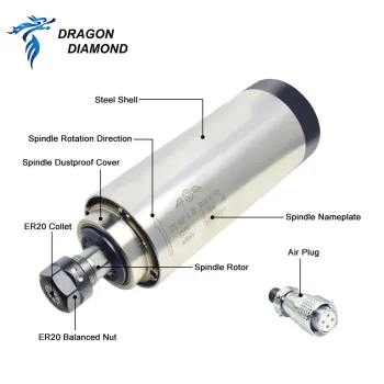 Dragon Diamond ER20 Air Cooling Spindle Kit for CNC Engraving Machines: 800W, 1.5KW, and 2.2KW Models