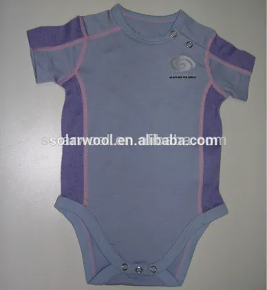 Wool short sleeved baby onesie