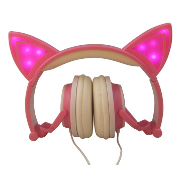 Headphone Telinga Kucing Bersinar untuk iPhone/Android/PC/Tablet
