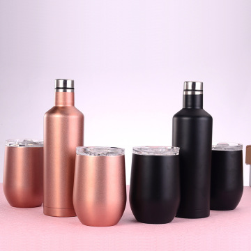 Insulated Wine Tumbler and Bottle Gift Set - Stainless Steel Wine Tumblers and Cups