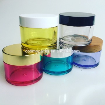 Wholesale30g 50g PETG Cylindrical Cosmetic cream jar with colorful screw cap