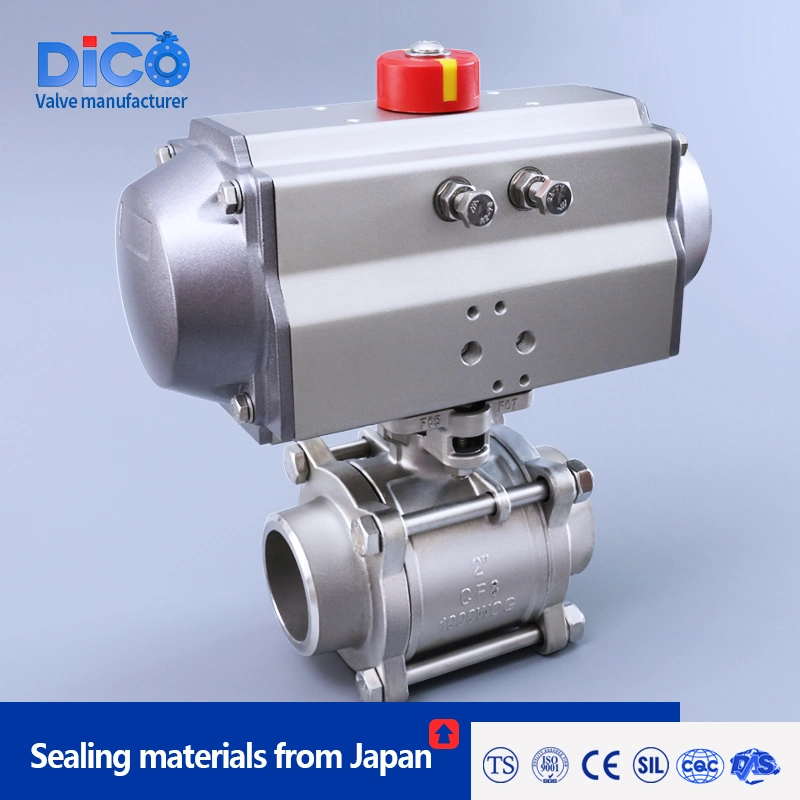 Dico Butt Weld End with High Platform Stainless Steel 3PC Floating Ball Valve