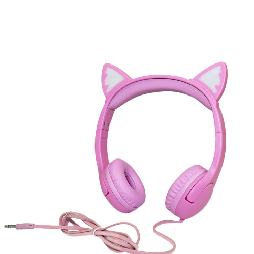 headphone anak-anak bercahaya LED telinga kucing