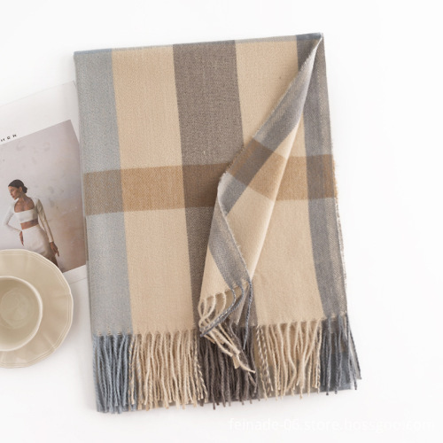 Autumn & Winter Fashion: Sweet Plaid Cashmere Scarf for Women