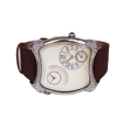 Custom Irregular Tonneau Double Movement Man's Wrist Watch