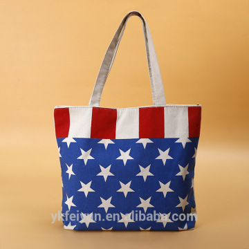 Promotional zipper canvas bag canvas tote bag with customized printing