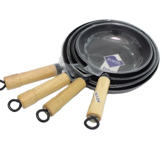 huochu cheap price carbon steel fry pan non stick cookware set