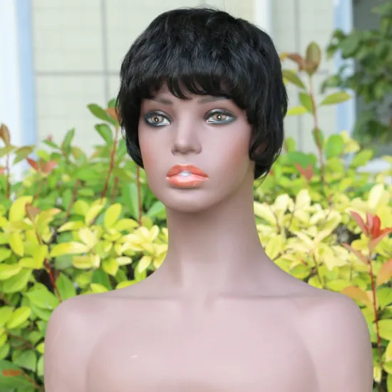 Wave black cheap wholesale short glueless private label inch bob pixie cut brazilian 100% raw human hair wig black women