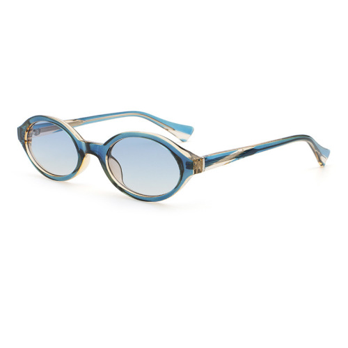Translucent Neo-Retro Segmented Oval Color-Block Sunglasses