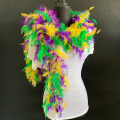 Al por mayor boa de plumas de pavo de pavo seccionada por el arco iris para la decoración de telas