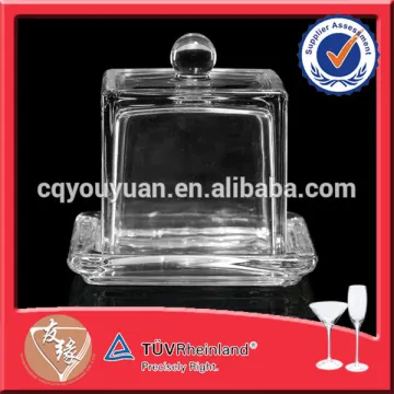 Popular Food Grade Clear Square Recycled Mini Dessert Glass Plate with Lid/Cover