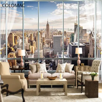 European Style 3D Photo Wallpaper with New York High-Rise Building