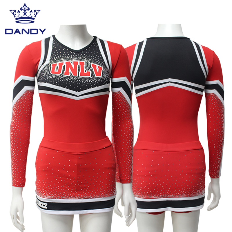 Xüsusi Qırmızı Uzun Qolları Cheerleading təlim kıyafetlerinize