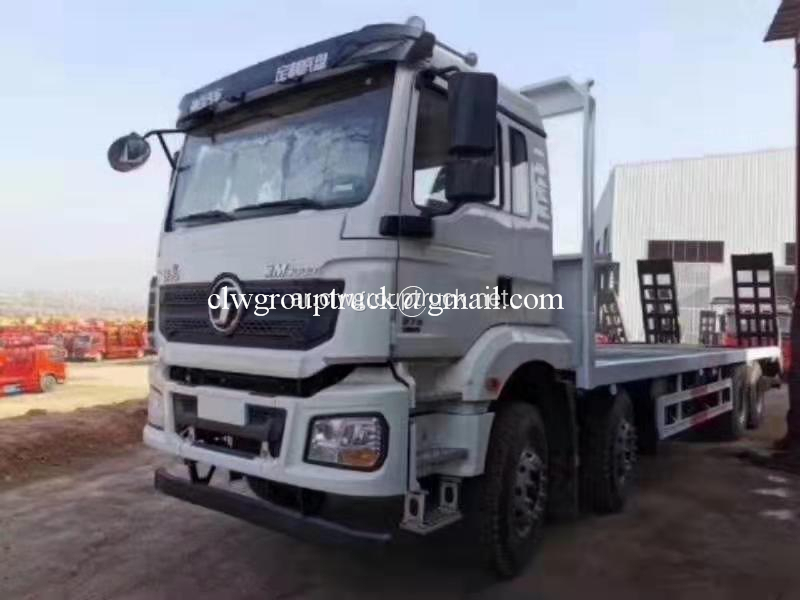 اللون الأبيض 8X4 Shanqi شاحنة بضائع سرير مسطح