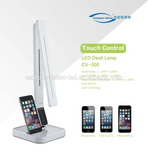 Touch dimmable folding IPHONE6/PLUS docking charging LED DESK LAMP with USB Port for hotels