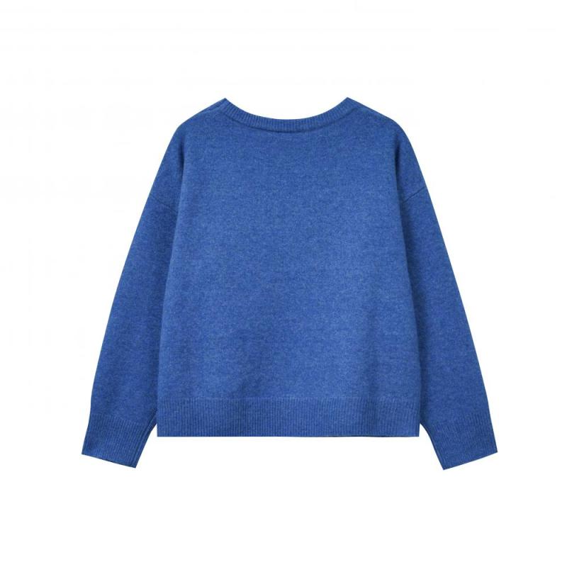 Round Neck Long -sleeved Woolen Knitted Tops