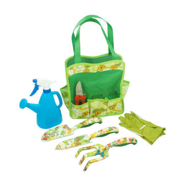 Printed flower kids' garden tools with gloves