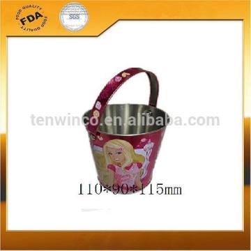 Cartoon strips Tin Bucket/Portable multi-function kid Bucket