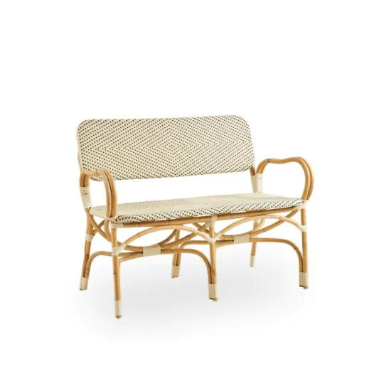 2 Seater Vintage Wicker Rattan Patio Outdoor Garden Bench