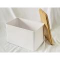 White metal wood lid bread box