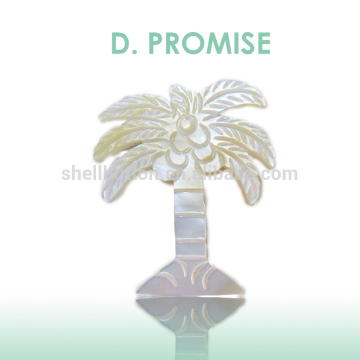 white mother of pearl shell coconut tree shape breastpin