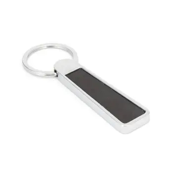 High-Quality Double-Sided Blank Leather Zinc Alloy Silver Car Keyring for Promotion Gifts