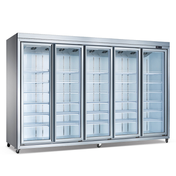 Commercial Upright Refrigerator Display Fridge Freezer - 5 Door Supermarket Model