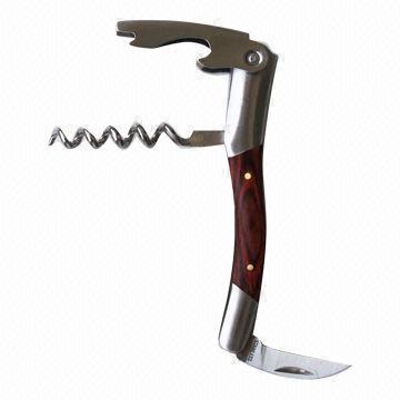 Useful Wooden Handle Corkscrew, Made of 420 Stainless Steel Material, 11.0cm Length