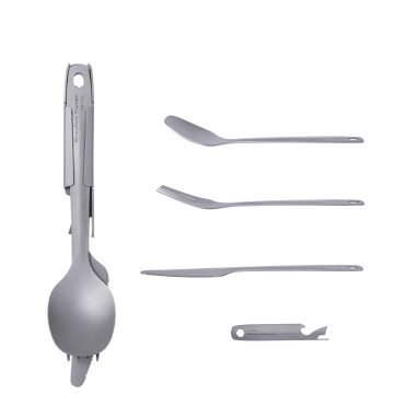 Boundless Voyage - Lightweight Titanium Spoon Fork Knife & Bottle Opener Set for Outdoor Activities