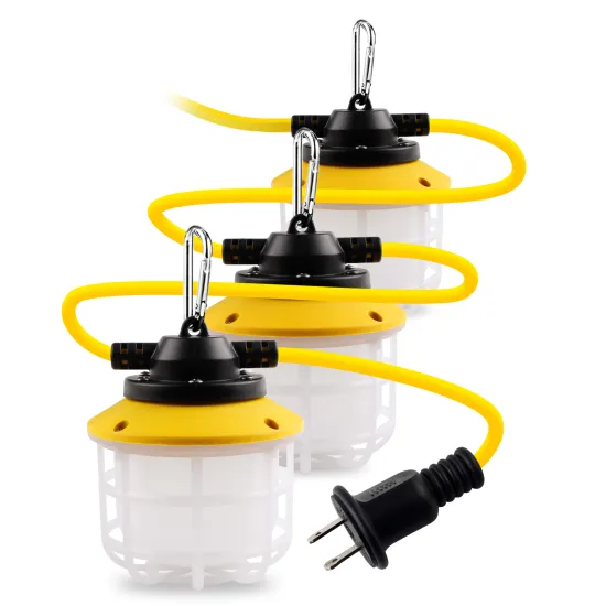 New Design ETL Listed 18/2 SJTW 50ft 50W 7000 Lumen Cage Protection Temporary Construction String LED Lights