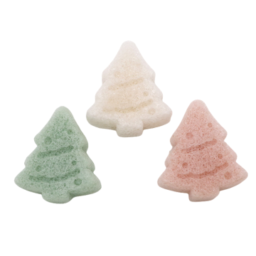 100% Natural Organic Konjac Sponge for Face and Body - Christmas Snowman Christmas Tree