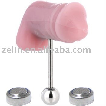 pink 316L stainless steel body piercing jewelry vibrating tongue barbell ring