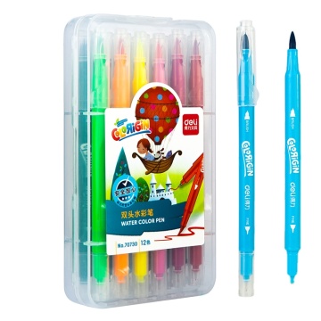 Deli 70730 - 12 Pcs/Box Double-Headed Watercolor Pens, 1728 Pcs per Carton Set for Children's Art Painting