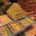 Traditional fresh delicious Turkish Carrot Slice baklava with pistachio. Dessert Baklava Famous Brand Turkish Baklava pistachio