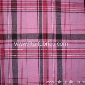 100%cotton Yarn Dye Apron Check With Filamentary Silver 