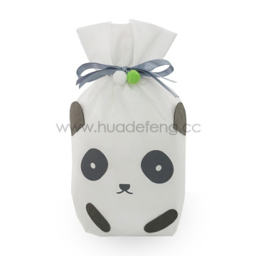 Black White Non-woven Panda Drawstring Gift Packing Bag