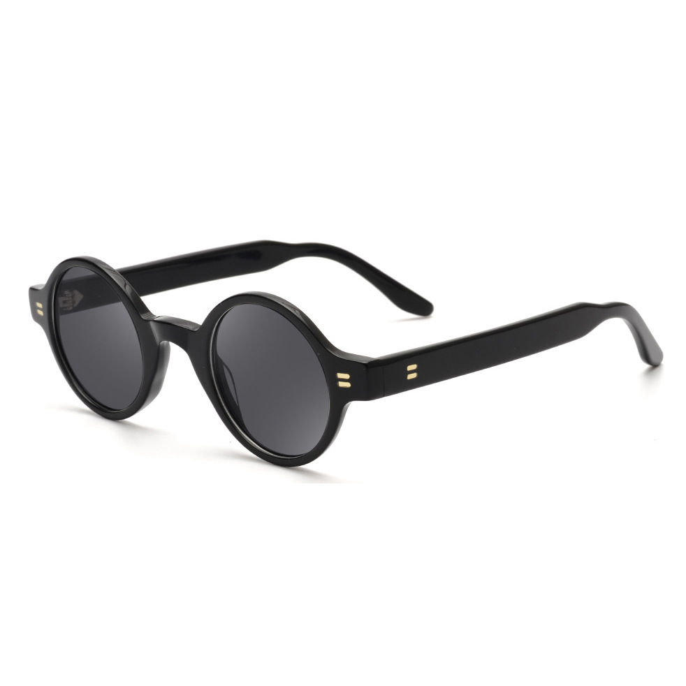 Round Black Acetate Sunglasses