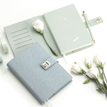 Custom Pu Leather Clutch Notebook Cover - A5A6A7 Gold Cube Magnetic Clasp