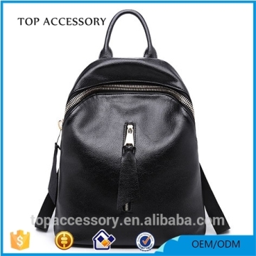 Plain Black PU Backpack for Girl with Custom Logo