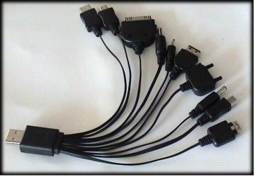 10 In 1 Black Universal Usb Charger Cable Dual Charger Cable For Cell Phone / Ipod