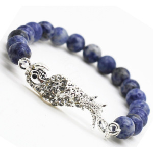 Sodalite Gemstone Bracelet with Diamante alloy parrot Piece