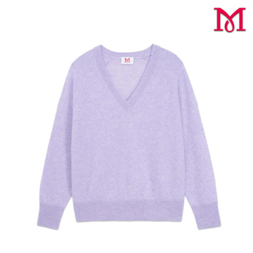 Elegante top de mujer de manga larga de punto morado