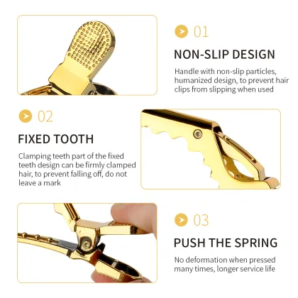 Gilded Crocodile Clip Hairdressing Tool for Salon Use
