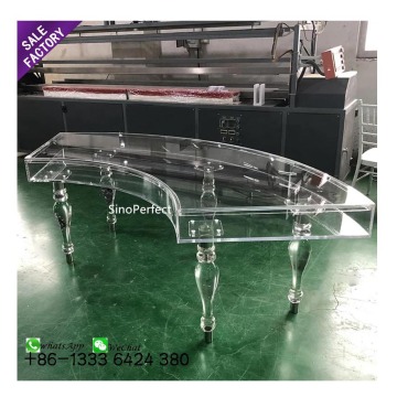 Hot Sale Crystal Transparent Acrylic Dining Table - Curved Design for Events & Weddings