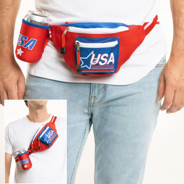 USA Patriotic Waist Bag with Drink Holder for 4th of July Celebrations