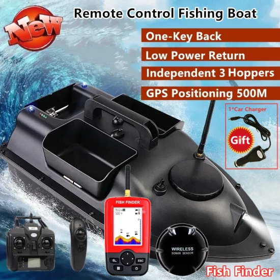 GPS Smart Return Fish Finder RC Fishing Boat Cruise GPS Positioning 500M Independentt Control 3 Hoppers LCD Screen RC Bait Boat