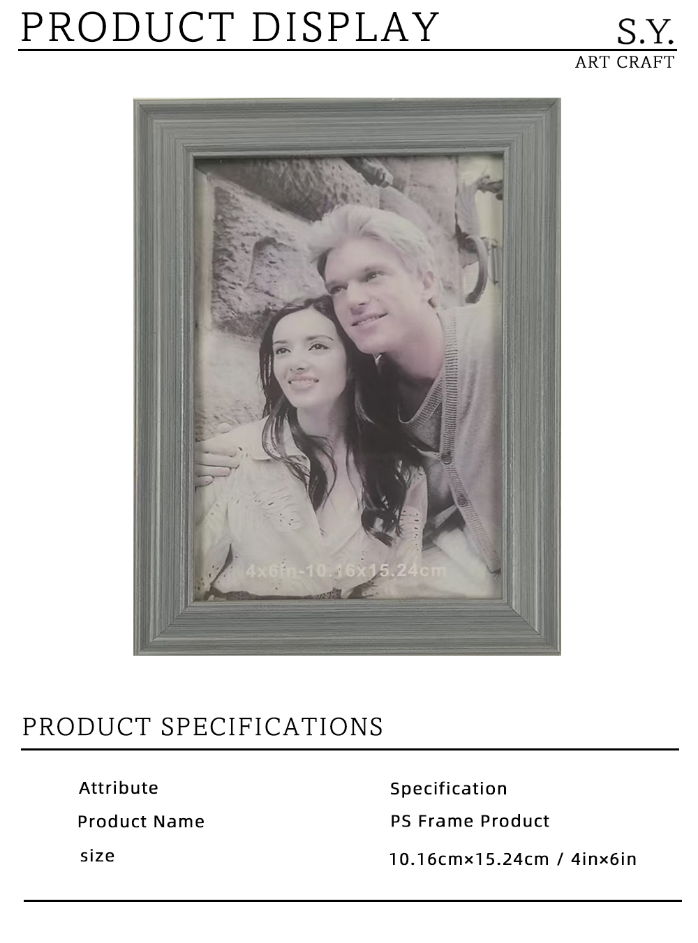 Durable Grey Picture Frame with Clear Acrylic Front X