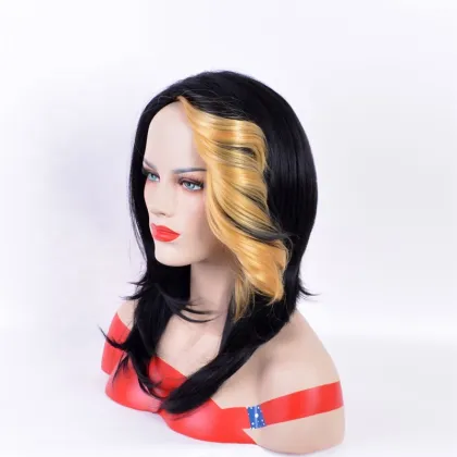 wholesale lolita synthetic wigs long natural wave hair black Splicing gold wigs synthetic hair wigs for women