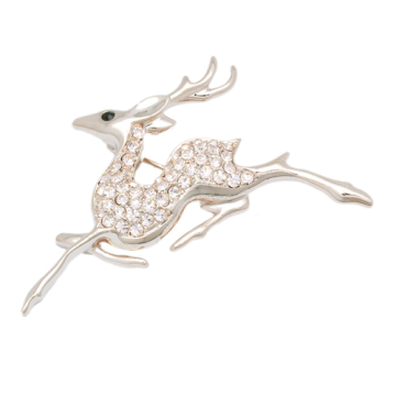 2.2" Deer Brooch with Dark Brown CZ diamond